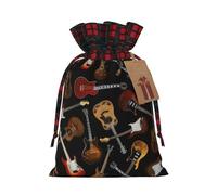 Guitars Print Christmas Drawstring Gift Bags Large Xmas Present Storage Bag