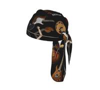 Guitars Print Cycling Headwrap Under Helmet Skull Cap Sweat Wicking Quick Dry for Patriotic Event Gift