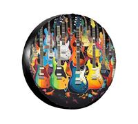 Guitars -Print Universal Waterproof Tire Protection Cover For Suv Truck Trailer Adjustable Fit. 14 inch