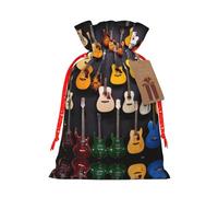 Guitars Printing Christmas Drawstring Gift Bags Holiday Present Sacks For Xmas Party Celebration