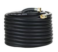 Guitrees 100FT 5/8 Heavy Duty Rubber Garden Hose - 200psi Working, 1000psi Burst - Hot/Cold Water - Five-Layered Braiding for Durability - Versatile for Gardening, Agriculture, Construction(Black)