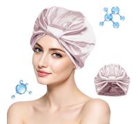 Guittly Double Layer Silk Bonnet for Sleeping Adjustable Hair Bonnet Satin Lined Bonnet for Women Curly Hair Natural Hair Sleep Cap Hair Wrap (Blush Pink)