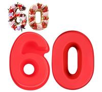 Guittly Number 60 Cake Tins Moulds, 3D Large Number Cake Mould, Bake Trays for Baking Birthday Anniversary, Non-Stick Food-Grade Silicone Oven and Dishwasher Safe (60)