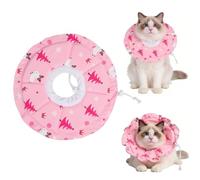 Guittly Soft Cat Cone Collar, Adjustable Recovery Collar for Cats Kittens Puppy, Waterproof Flower Shape Cat Neck Dount Collars Cone Prevents Licking Scratching with 2-Way Wear(Light Pink, L)