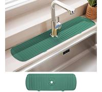 Guittly Tap Sink Splash Guard, Silicone Drip Mat, Splash Guard for Kitchen, Bathroom, Counter - Dry (45 x 14.5 cm, Green)