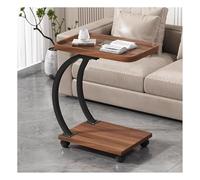 GUIXAN C-Shaped Side Table，360°Swivel Couch Side Table，Couch Side Tables That Slide Under，Overbed Table Height Adjustable，Double-Layer Storage Perfect Next To Your Sofa, Bed Or Desk.(Waln