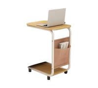 GUIXAN C Shaped Side Table With Two Wooden Storage Shelves, C Table End Table With Wheels, With Storage Pockets On The Side, For Sofa, Bed And Bathtub(D)