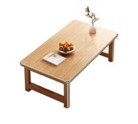 GUIXAN Foldable Square Wooden Small Side Table, Space Saving, Living Room And Bedroom Coffee Table, Rounded Corner Design, Can Bear 100kg, Original Wood Color(80X40X35CM)