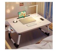 GUIXAN Laptop Desk，Bed Low Table，Bed For Tv Table，Lap Tray Portable Standing Table，Folding Bed Table For Laptop，Reading And Writing Stand With Drawer For Bed, Sofa, Floor.(White,Medium dr