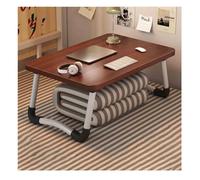 GUIXAN Laptop Desk，Bed Low Table，Bed For Tv Table，Lap Tray Portable Standing Table，Folding Bed Table For Laptop，Reading And Writing Stand With Drawer For Bed, Sofa, Floor.(Dark walnut,Lar