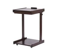 GUIXAN Wooden C Shaped Side Table, With Double Storage Rack, C Table End Table With Wheels, With Drawers And Tilting Tabletop, For Sofas And Beds, Brown(B)