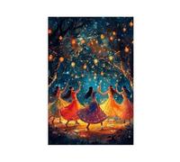 Gujarati Garba Dance Art Print_ Traditional Indian Folk Celebration Canvas Poster Bedroom Decor Landscape Office Room Decor Gift 20" L X 30" W