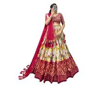 Gujarati Ghaghara Skirt Woman Designer Silk Navratri Special Bandhej Print Chaniya Choli Garba Dress 3309, 2, Large