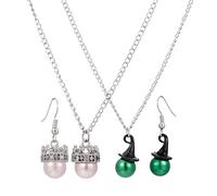 Gujjdgk 2Pcs Friendship Matching Necklace and earring-Witch Merch Crown Hat Bracelets -Christmas Gifts for Women Best Friend Couples Fans BFF