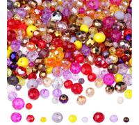 GUJOXILA 1100pcs Gold Purple Red Glass Beads for Jewellery Making