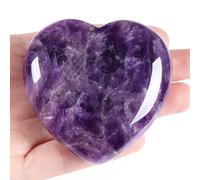 GUJOXILA 2.4" Amethyst Crystal Large Heart Shaped Love Healing Crystals Gifts for Women Beginners Gemstones Ornaments Protection Polished Nature Reiki Balancing Meditation Spiritual Stones