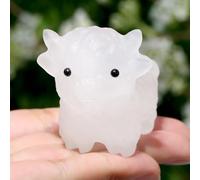 GUJOXILA 2" Clear Quartz Highland Cow Scottish Figurine Gifts