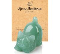 GUJOXILA 2" Green Aventurine Healing Cryatal Cat Ornaments Gifts for women Cat Lover Cats Statue Figurine for Office Desk Home Decor Lucky Cute Green Accessories