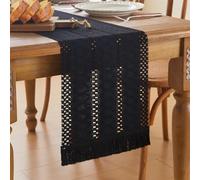 GUJOXILA 30 x 274 cm Black Boho Table Runner Crochet Macrame Table Decoration for Kitchen Dining Holiday Party Decoration Tablerunner