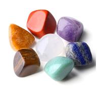 GUJOXILA 7 Chakra Healing Crystals Gemstones Set Tumbled Polished Palm Stones Bulk Chakra Spiritual Reiki Divination Meditation Coloured Rock Stone 0.22lb