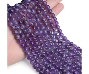 GUJOXILA 8mm Amethyst Crystal Beads for Bracelet Jewellery Making Round Loose Gemstone Purple Beads for Crafting Necklace Polished Stone Craft Bead 50pcs