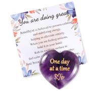 GUJOXILA Amethyst Crystal Heart Worry Stone for Stress Anxiety Relief