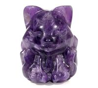 GUJOXILA Amethyst Fox Figurine Healing Crystal Ornament Fox Gifts for Women Cute Luck Small Animal Statue Purple Desk Home Office Decor 1.5"
