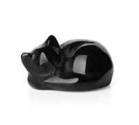 GUJOXILA Black Obsidian Healing Cryatal Black Cat Ornaments Witchy Gifts for women Cat Lover Cats Figurine Statue for Office Desk Home Decor Small Lucky 1.5"