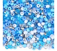 GUJOXILA Blue Pony Beads Bulk 1000Pcs Kandi Beads for Bracelet Making Hair Bead for Braids Blue Acrylic Pony Bead for Crafting Bracelets Necklaces Jewelry Making 6×9mm