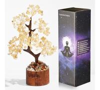 GUJOXILA Citrine Crystal Tree of Life Healing Crystals Gift for Women Citrine Crystals Feng Shui Money Tree Ornament Yellow Spiritual Meditation Reiki Gifts Office Desk Home Decor