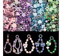 GUJOXILA Cute Acrylic Beads for Crafting Assorted Bead for Bracelet Keychain Phone Charm Jewelry Making Kawaii Flower Bow Heart Bracelet Beads 180g