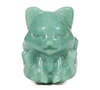 GUJOXILA Green Aventurine Fox Figurine Healing Crystal Ornament Fox Gifts for Women Cute Luck Small Animal Statue Desk Home Office Decor 1.5"