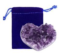 GUJOXILA Heart Amethyst Druze Rough Stone Heart Shape Irregular Crystals Druzy Heart Gemstones Druzy Natural Geode Caves Healing Stones Reiki Large Healing Cluster Love Gift for Her 50-70g