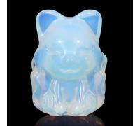 GUJOXILA Opal Fox Figurine Healing Crystal Ornament Fox Gifts for Women Cute Luck Small Animal Statue Desk Home Office Decor 1.5"
