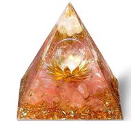 GUJOXILA Orgonite Pyramid Cherry Quartz Gemstones Lotus Pyramids Positive Energy Crystals Healing Stones Brings Happiness Pyramid Christmas Spiritual Gifts Christmas Gift