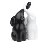 GUJOXILA Pair of Loving Elephant Ornament for Women Her Wedding Gift Black White Ceramic Elephant Figurines Statue Home Living Room Shelves Decoration