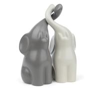 GUJOXILA Pair of Loving Elephant Ornament for Women Her Wedding Gift Ivory Grey Ceramic Elephant Figurines Statue Home Living Room Shelves Decoration