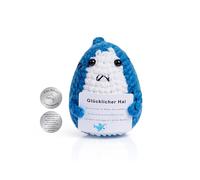 GUJOXILA Pocket Hug Crochet Shark and Small Hug Lucky Charm Positive Creative Knitting Wool Doll School Gifts Thank You Gift for Family Friends Teacher Farewell Gift