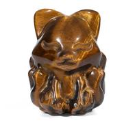 GUJOXILA Tiger Eye Fox Figurine Healing Crystal Ornament Fox Gifts for Women Cute Luck Small Animal Statue Desk Home Office Decor 1.5"