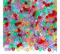 GUJOXILA Transparent Pony Beads Bulk 1000Pcs Kandi Beads for Bracelet Making Hair Bead for Braids Coloured Mixed Assorted Pony Bead for Crafting Bracelets Necklaces Jewelry Making 6×9mm