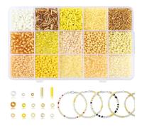 GUJOXILA Yellow Seed Beads Embroidery Beads Kit Bugle Bead for Bracelet Jewelry Making Crafting Yellow Glass Small Seed Beads Set 15 Colour 2mm 3mm 4mm