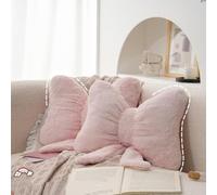 Gujuja 2Pack Pink Bow Throw Pillow Soft Plush Aesthetic Bow Shaped Pillow Cute Car Sleeping Pillow for Girls Sofa Backrest Home Bed Decoration