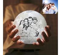 GUK Custom 3D Moon Lamp, Personalised Moon Lamp with Photo, 16 LED Colors, Dimmable, with Wooden Stand, Remote & Touch Control - Valentines Gift for Her/Him, Bday Gift Idea for Women (16 Farbe,15 CM)