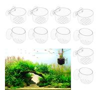 Gukasxi 10pcs Acrylic Aquatic Plant Cup Pot Holder with Suction Cups Red Fish Tank Plant Live Plants Pots for Fish Shrimp Feeding Fish Tank Aquascape Decor