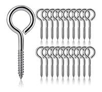 Gukasxi 20Pcs M5 x 65 Eyelet Screws Vine Eye Bolts Eye Screws Hooks Metal Screw-in Hook Heavy Duty 304 Stainless Steel Self Tapping Ring Screw Nails for DIY Cork Crafts Hanging Wooden Frames