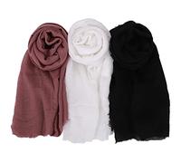 Gukasxi 3 Pieces Women Scarf Shawl for All Season, Solid Color Cotton Linen Scarf, Long Hijab Scarves for Women, Head Wrap, Soft Scarf Shawl (Multicolor B)