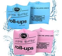 Gukasxi 4 Pack Inflatable Swimming Armbands for Kids and Adults, Inflatable Swim Floater Sleeves Swim Arm Bands Floatie Sleeves Float Roll Up Sleeves for Children Adult Learning Swimming (Pink blue)