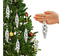 Gukasxi 6 PCS Christmas Ball Ornaments, 11cm Spiral Shaped Baubles, Shatterproof Tree Decoration Set, Hanging Ornaments for Holiday Party (Silver)