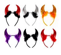 Gukasxi 6Pcs Halloween Headbands Devil Horn Hairband Hair Hoop Devil Hair Accessories Headdress Hair Band Halloween Fancy Dress Costume Accessory Party Photo Props Decoration