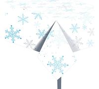 Gukasxi Christmas Table Covers, 3 Pack Christmas Tablecloths Xmas Party Disposable Plastic Rectangular Table Coverings, Winter Snowflakes Table Cloth for Christmas Holiday New Year Party Decoration